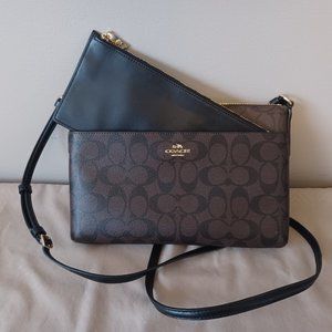 Coach Brown and Black Crossbody Bag with Black Coach Insert